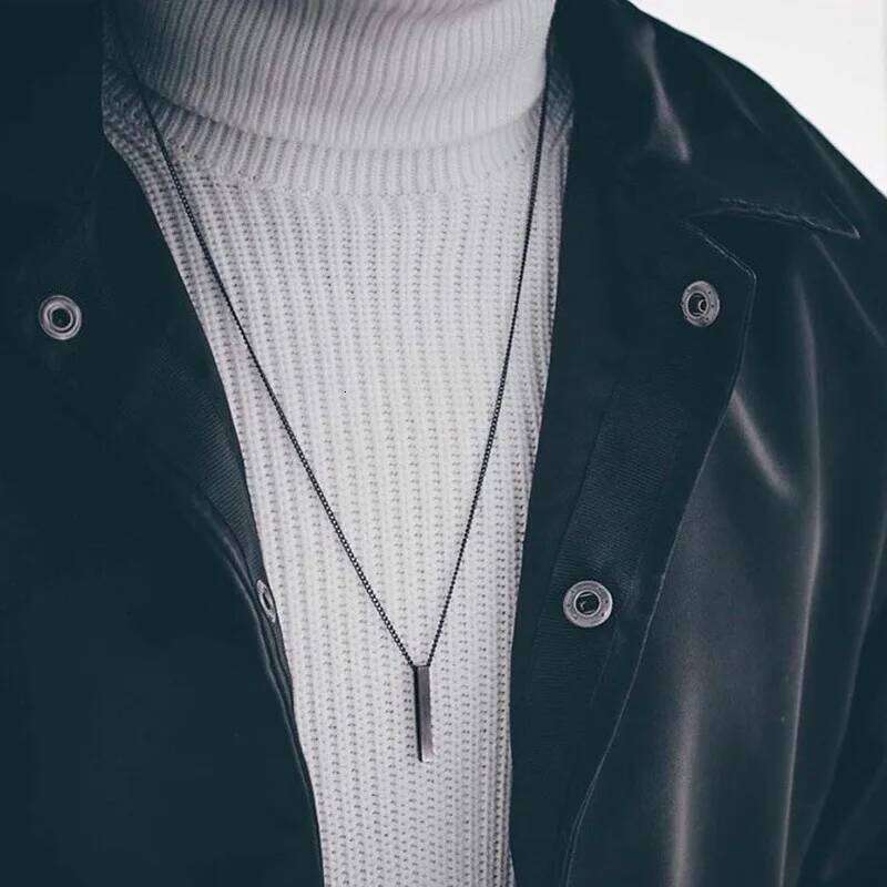 hot classic Rectangle Pendant Necklace men Zinc Alloy Black color 3MM Link Chain Necklaces For Men Jewelry Gift H260312