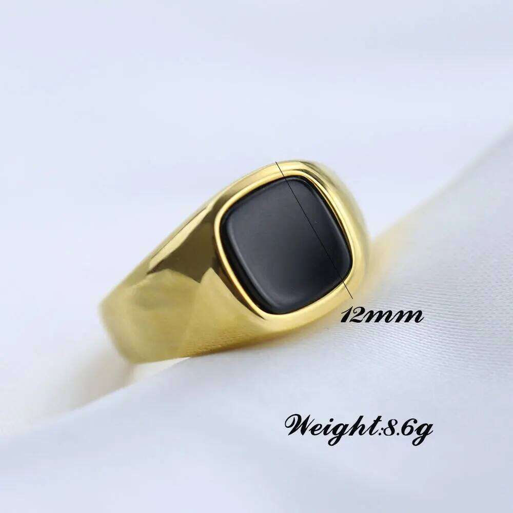 VQYSKO Men's Punk Rock Smooth 316L Stainless Steel Signet Ring For Men Hip Hop Party Jewelry Wholesale Male Wedding Anel H260312