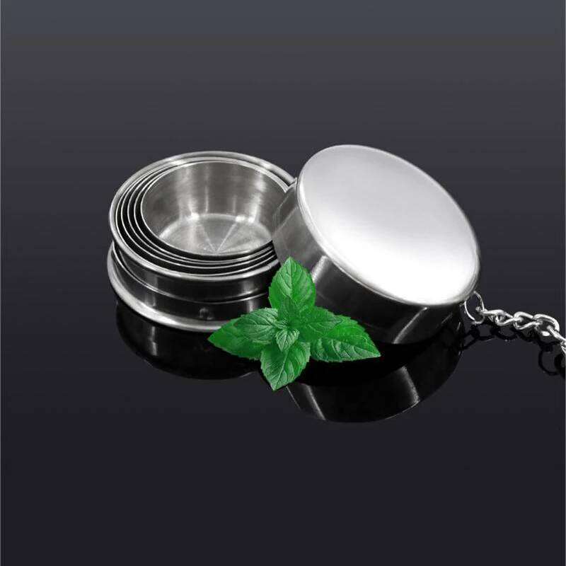 75/140/240ml Stainless Steel Flexible Folding Ourdoor Travel Camping Cup With Keychain Portable Foldable Drinkware Z260314