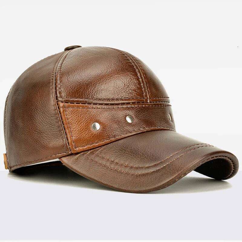 New 2025 Man High Quality Real Leather Baseball Caps Male Casual Cowhide Belt Ear Warm 56-60cm Adjustable Sprot Flight Hats Z260314