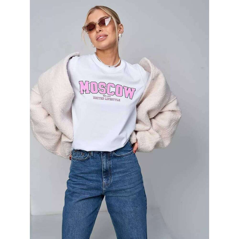 Summer Cotton Top PROSECCO MOOD Letter Printed Women's Casual Street Y2K Harajuku Loose T-shirt Tops Z260314
