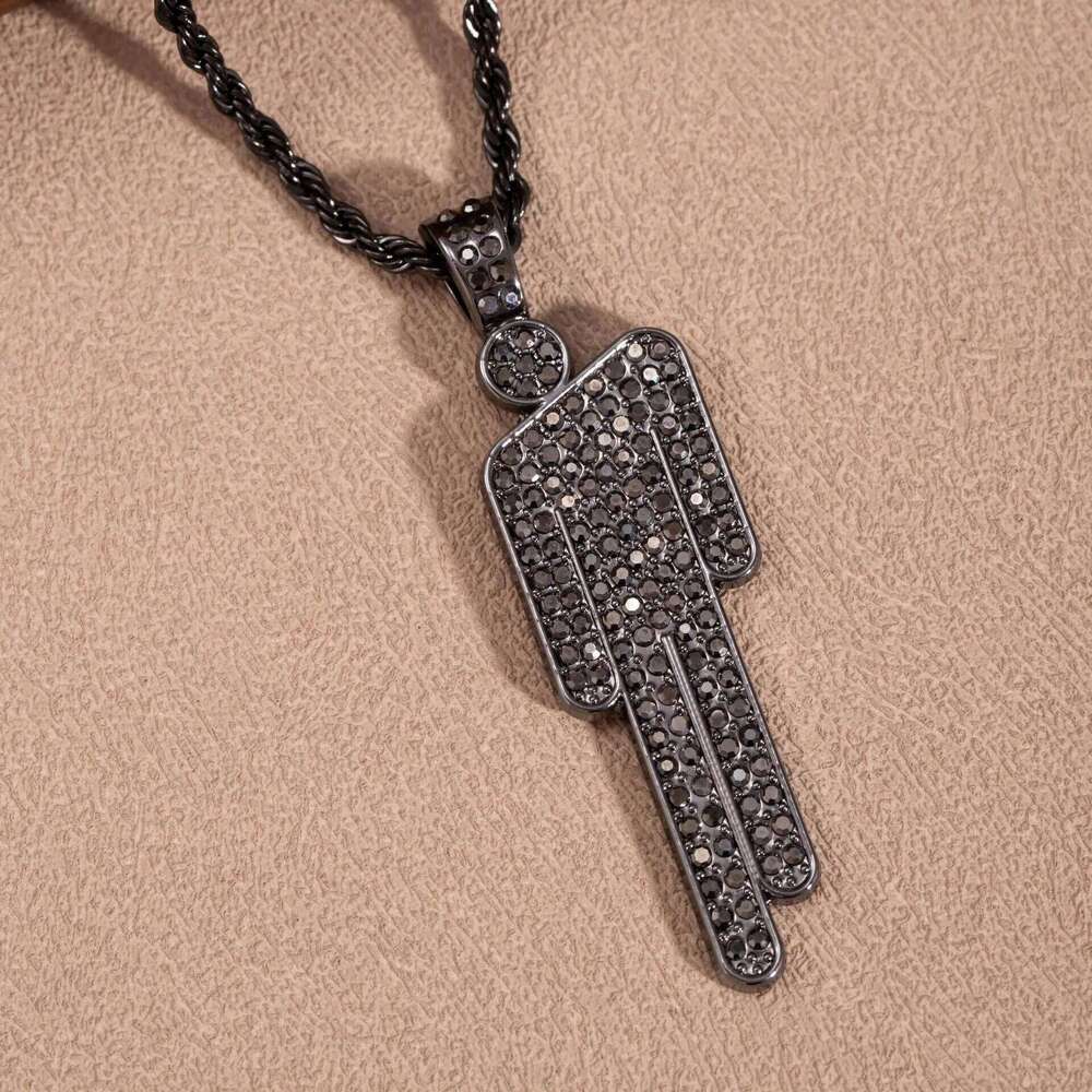 Men Fashionable Cartoon Rhinestone Pendant Necklace Trendy Hip Hop Unisex Pendants Wholesale Gemstone Lock Chain Women H260312