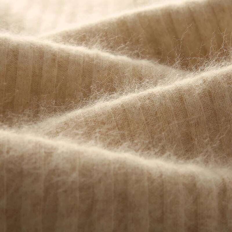 Hot selling 100% mink cashmere semi high neck dress sweater slim fit sleeved knitted women's long style pullove Z260313