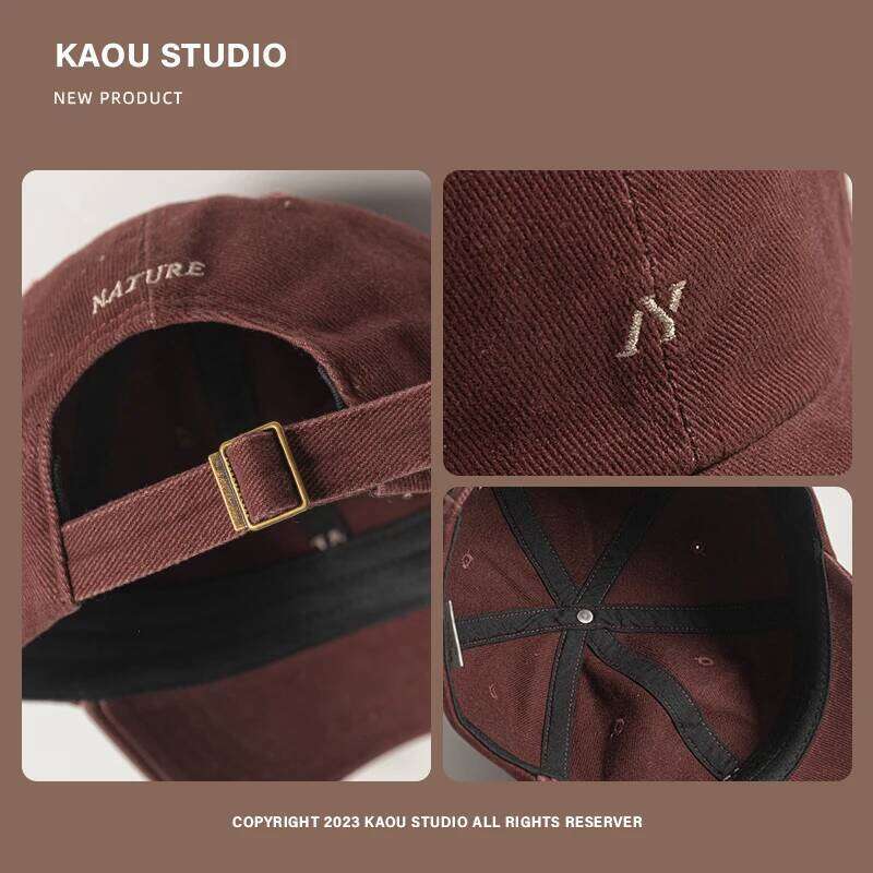 N Letter Simple Embroidered Hat for Women Large Size Casual and Versatile Couple's Peaked Sun Baseball Cap Z260313