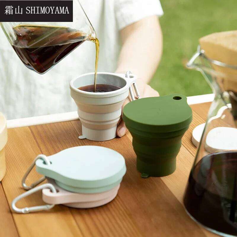 SHIMOYAMA 4pcs Retractable Folding Cups Portable Telescopic Collapsible Cup 150ml Outdoor Travel Silicone Coffee Drinking Mug Z260313