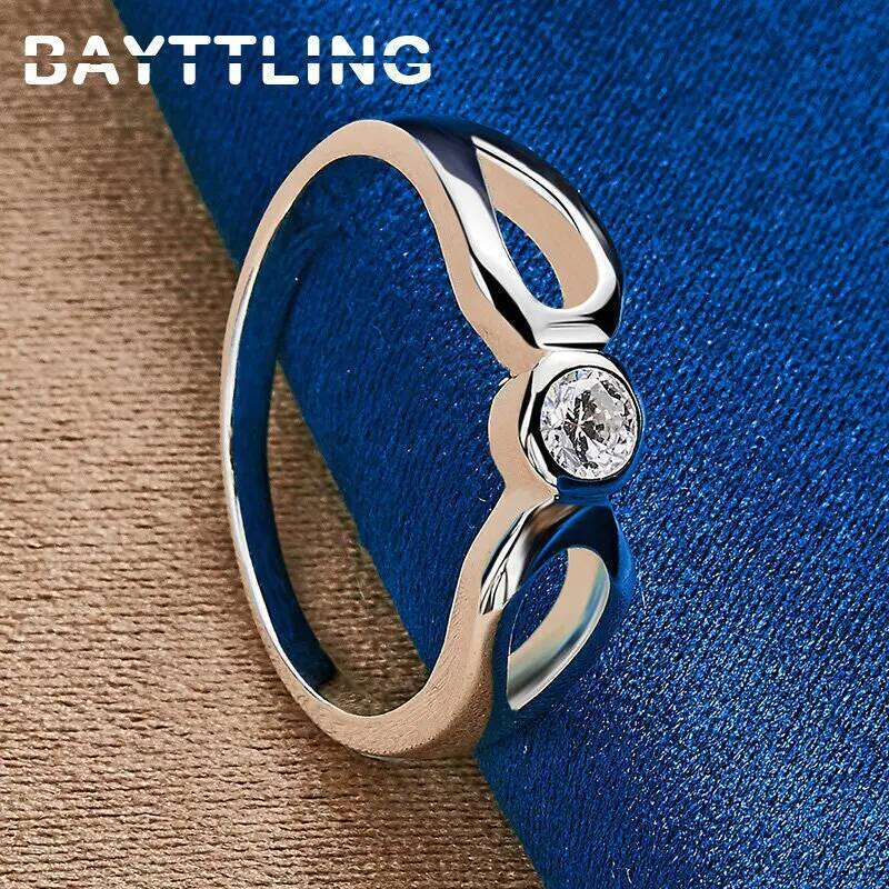 Fashion 925 Sterling Silver 2 Drops Round Zircon 7/8/9/10# Ring For Women Charm Wedding Gift Jewelry Accessories H260312
