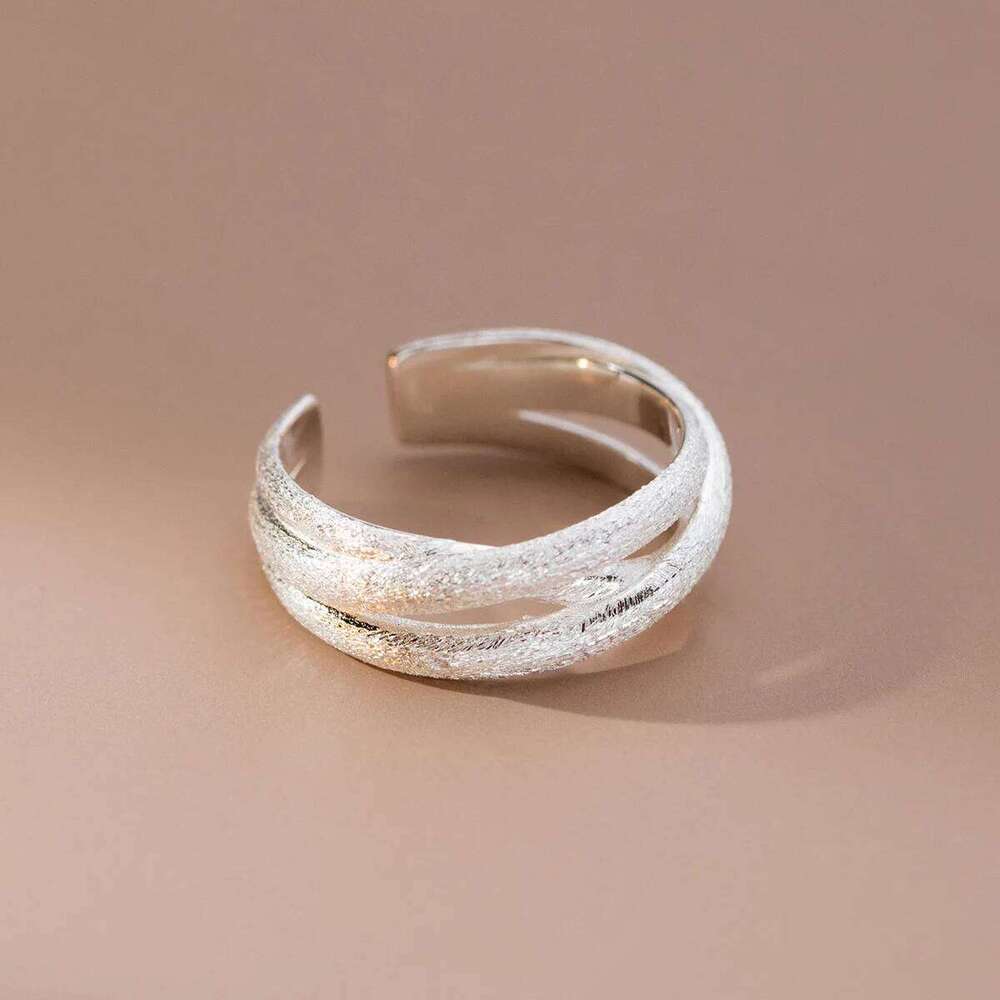 925 Sterling Silver Frosting Overlapping Rings For Women Wedding Jewelry Wholesale H260312