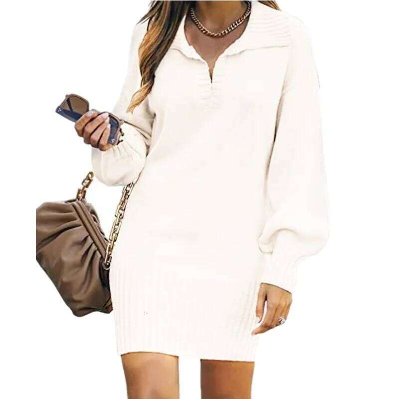 Kleider Damen Herbst Lapel Long Sleeve Solid Color Women's Office Commuting Dress Roupas Para Festa A Noite Feminina Z260313