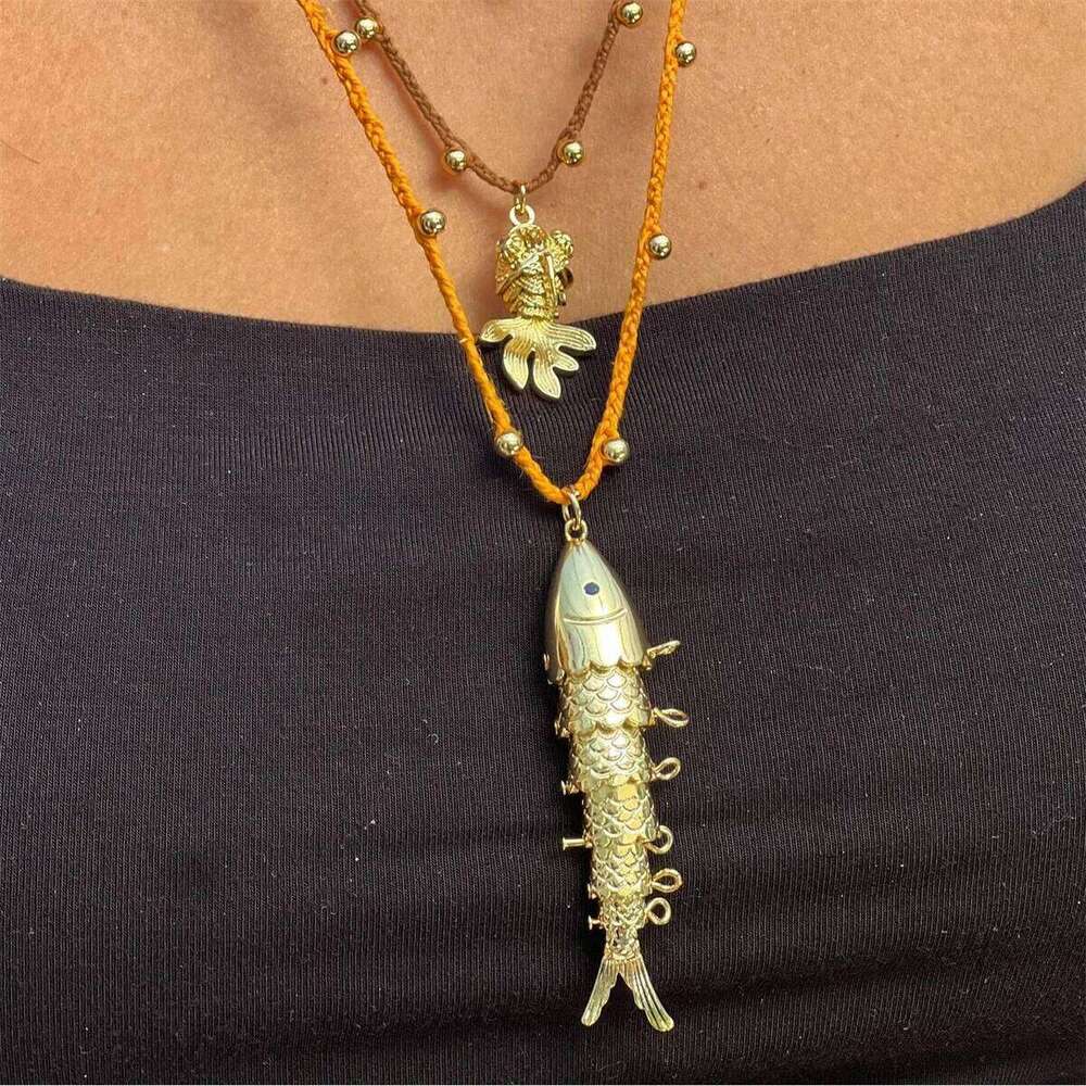 Gold-Plated Fish Pendant for Women, Diamond-Encrusted Small Fish, Creative Animal Jewelry, Fashion Necklace Gift H260312