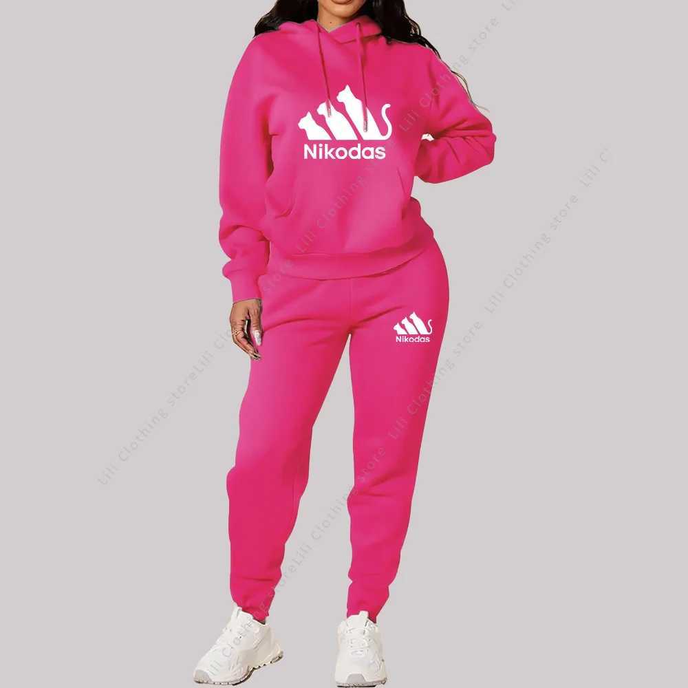 Womens Sets Hoodies Pants Two Piece Outfits Sportswear Sweatsuit Aesthetic Trend 2025 New Suit Woman Pink Tracksuit Plus Size M260313