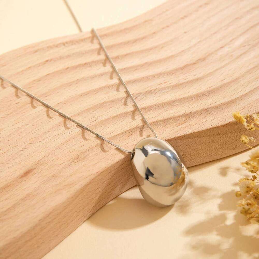 Long with Surface Elliptical Ball Pendant Necklace for Women Elegant Ladies Sweater Chain Accessories Fashion Jewelry Gift H260312