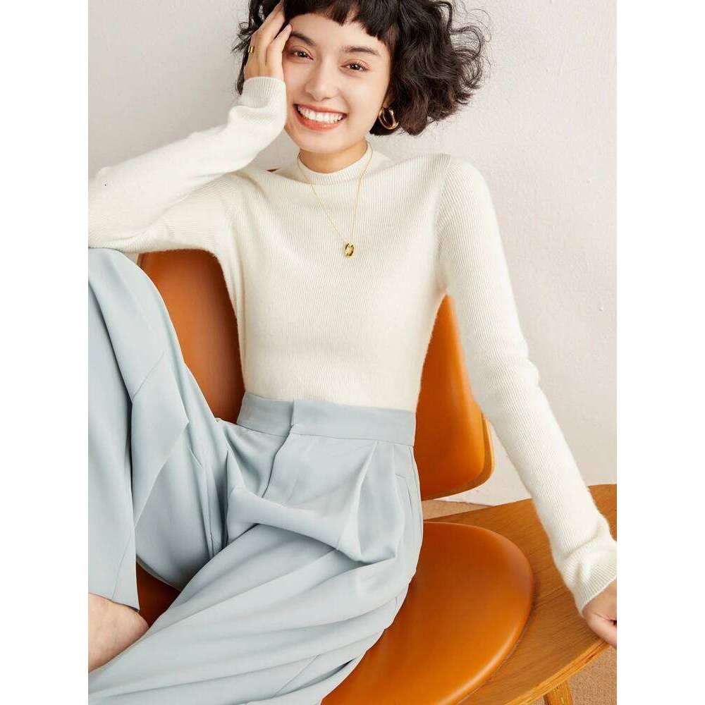 ADDONEE Women's 100% Sweater Mock Necl Long Sleeve Slim Basic Pullover Autumn Winter Soft Warm Cashmere Knitwear Tops Z260313