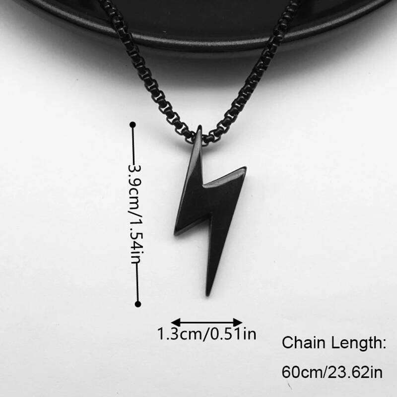 1PC Fashion Simple Stainless Steel Geometic Lightning Necklace Men Jewelry Birthday Gift for Him H260312