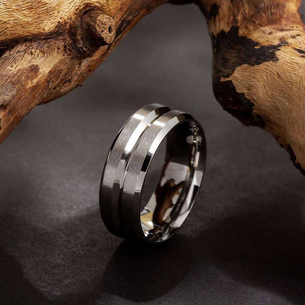 Titanium Steel Frosted Ring Middle Groove for Women & Men Jewelry Gift Birthday Present Adjustable Size 5-14 H260312