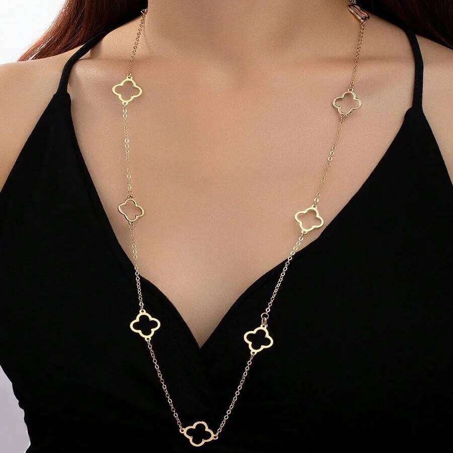 Necklace Cr Pendant Station Necklaces for Women 18K Gold Plated Stainless Steel Lucky Jewelry H260312