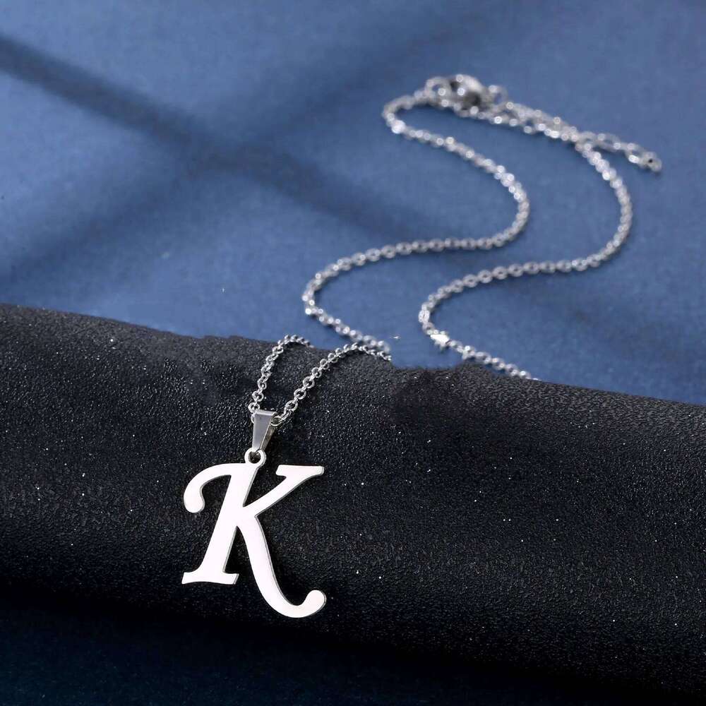 Fashion Letters K Necklaces for Women Men Stainless Steel Silver/Gold/Rainbow Color English Alphabe Choker Chain Jewelry Gifts H260312