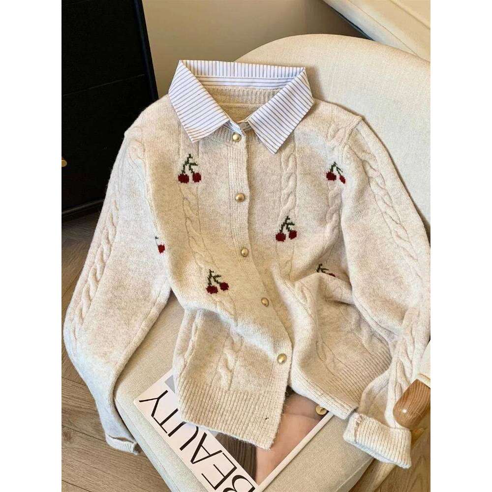 2025 Autumn and Winter Fashion New Women's Elegant Knitted Cardigan, Flip Collar, Casual Solid Color Thick Warm Sweater Jumper Z260313