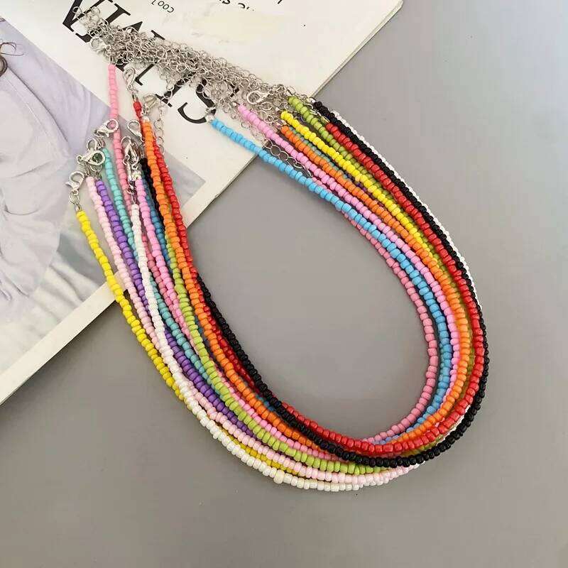 New Seed Beads Bohemia Choker Chain Fashion Charm Colorful Handmade Colar Collar Necklace Jewelry Femme H260312