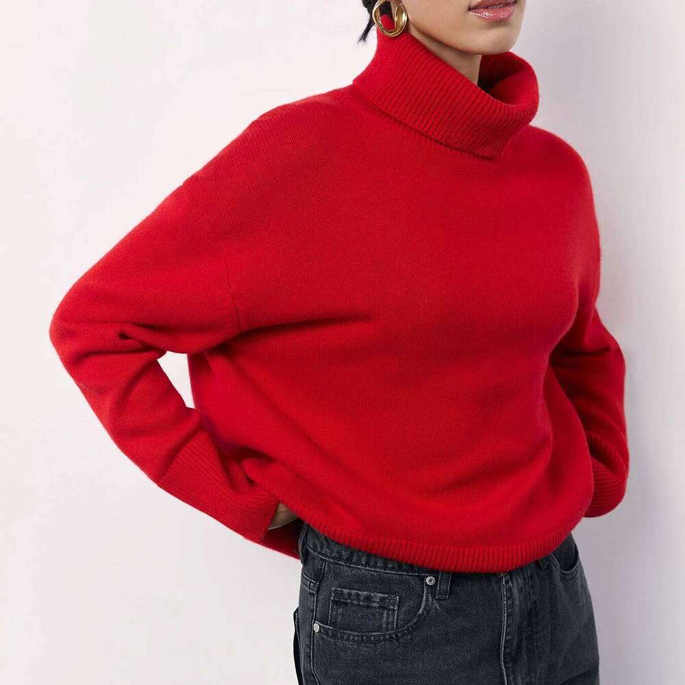 Korean Loose Turtleneck Knitted Sweater, Solid Color Comfortable Casual Knit Pullover Sweater,Women's Autumn and Winter Z260314