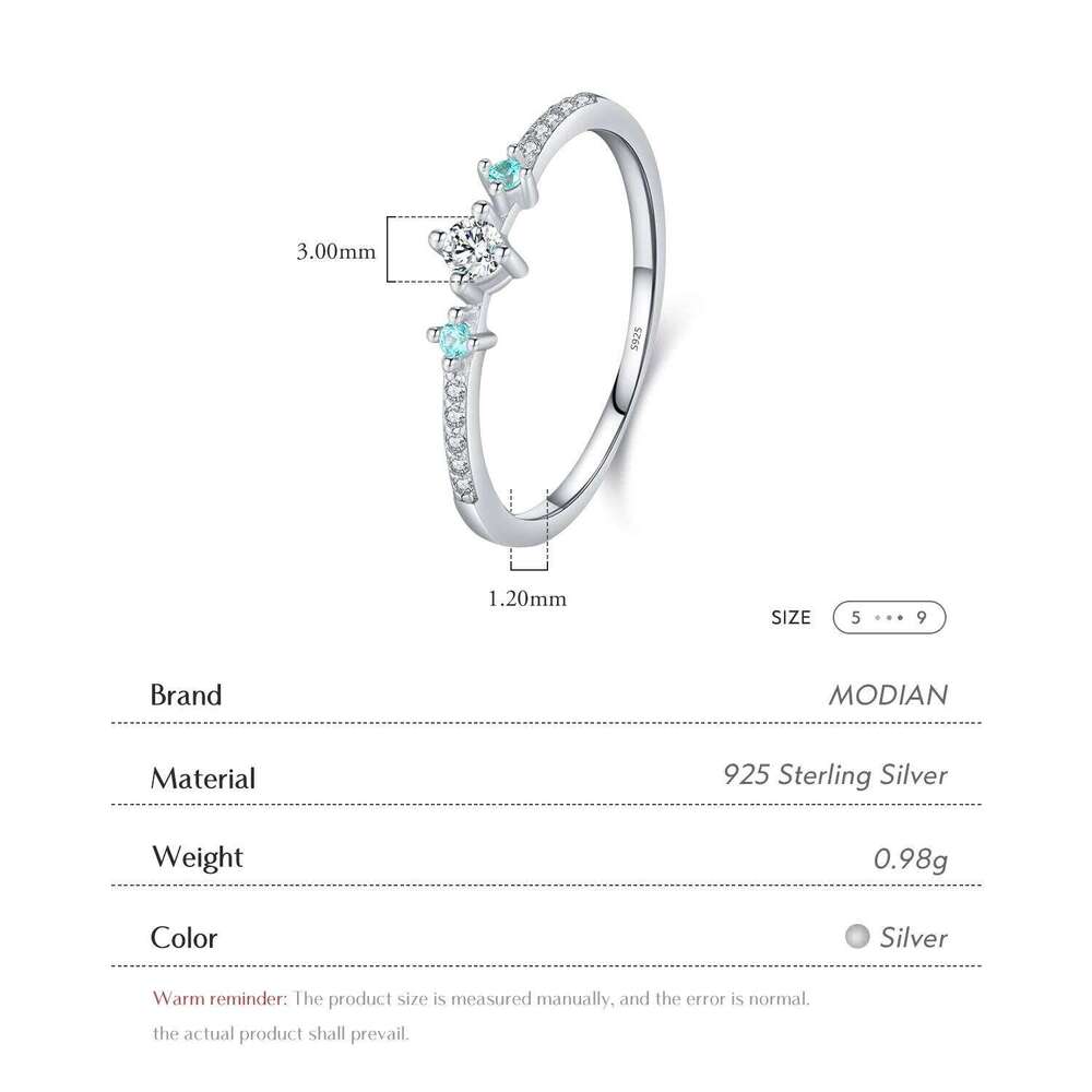MODIAN 925 Sterling Silver Simple Basic Stackable Delicate Round Stone CZ Finger Ring For Women Party Jewelry Gift H260312