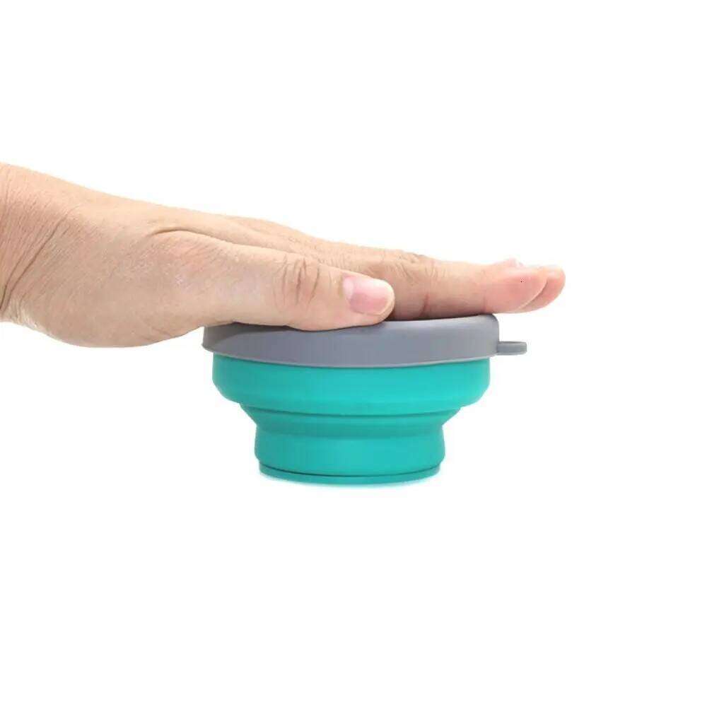 Telescopic Collapsible Water Cups with Lid Foldable Cup Food Grade Silicone Portable Travel Mug Camping Z260313