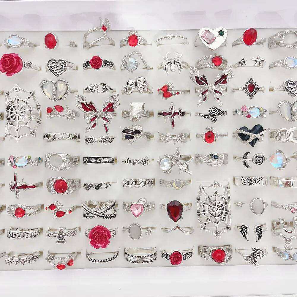 10/20/30Pieces Vintage Punk Butterfly Flower Spider Set Mix Style Halloween Finger Rings Jewelry Part Gifts H260312