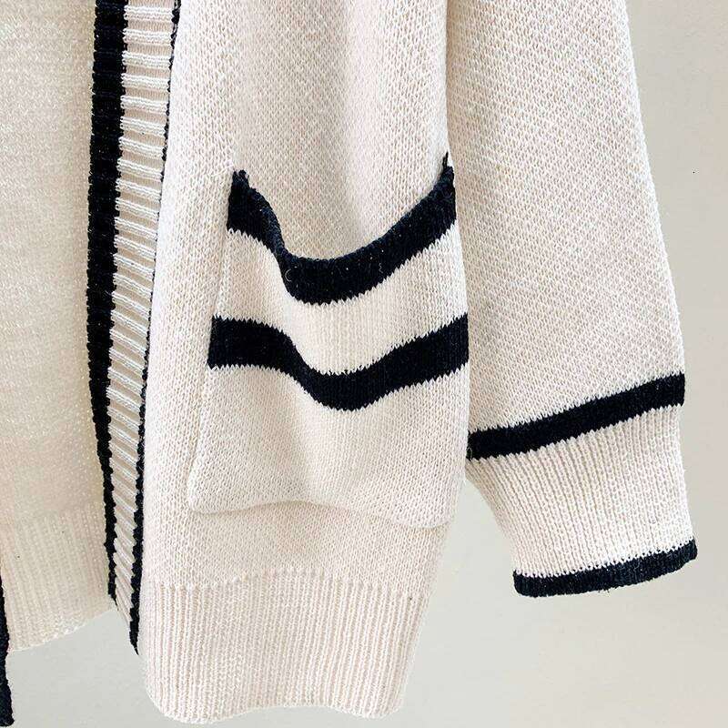 Varsity Cardigan Women Soft Knitted Open Front Sweater Jacket Cardi Collaege Student Girl Fall Winter Preppy Style Suter Ligero Z260313