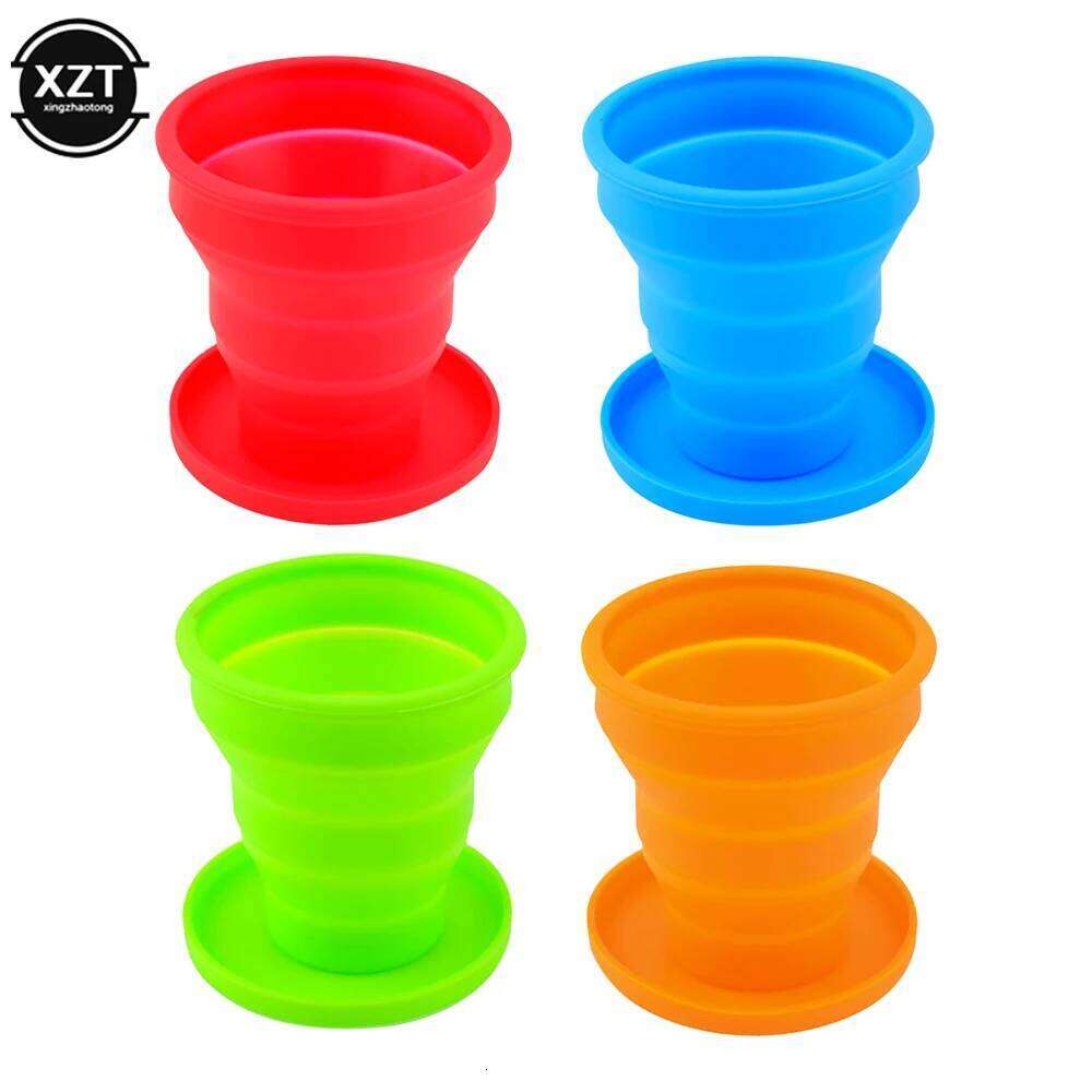 Portable Folding Glass Silicone Retractable Mug High-temperature Resistant Food Grade Water Cup for Outdoor Travel 200ml Z260314