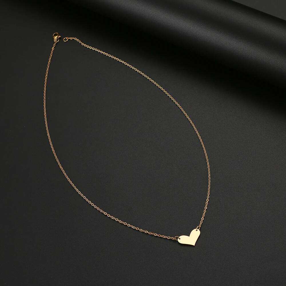 Stainless Steel Necklaces Small Flat Heart Pendants Chain Choker Fashion Necklace For Women Jewelry Wedding Party Gift H260312