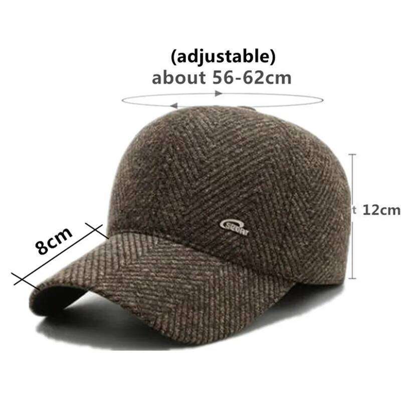 Men's Winter Hat Middle-aged Warm Ear Protection Thickened Baseball Caps Adjustable Size Men Earmuffs Hats Casual Sports Cap Z260313