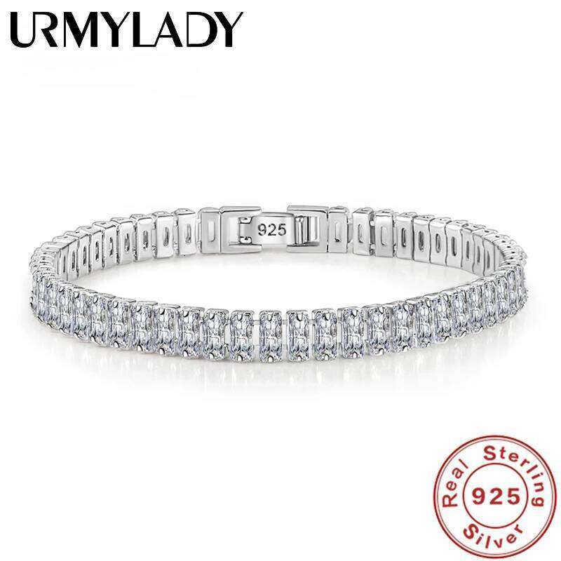 luxury 925 Sterling Silver fine Crystal Bracelet For Women fashion Engagement Wedding Glamour Jewelry 18CM Z260313