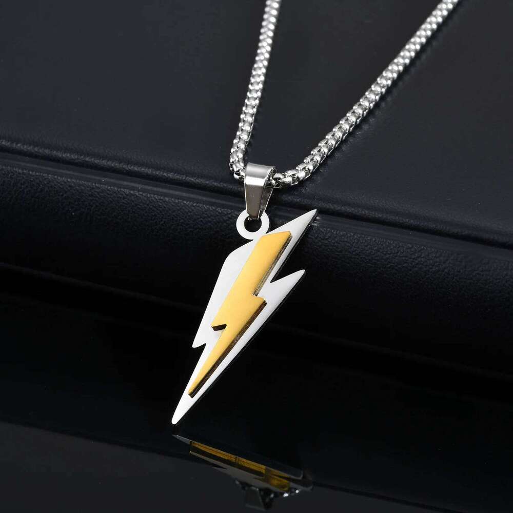 Trendy Stainless Steel Necklaces for Men,Two Color Lightning Pendant Necklace,Party Hip Hop Jewelry Gifts H260312