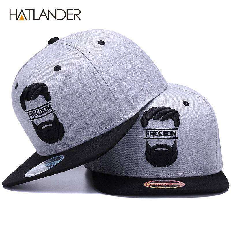 HATLANDER Original snapback men flat brim bone baseball caps embroidery mustache mens hat youth street ware cool hip hop cap Z260313