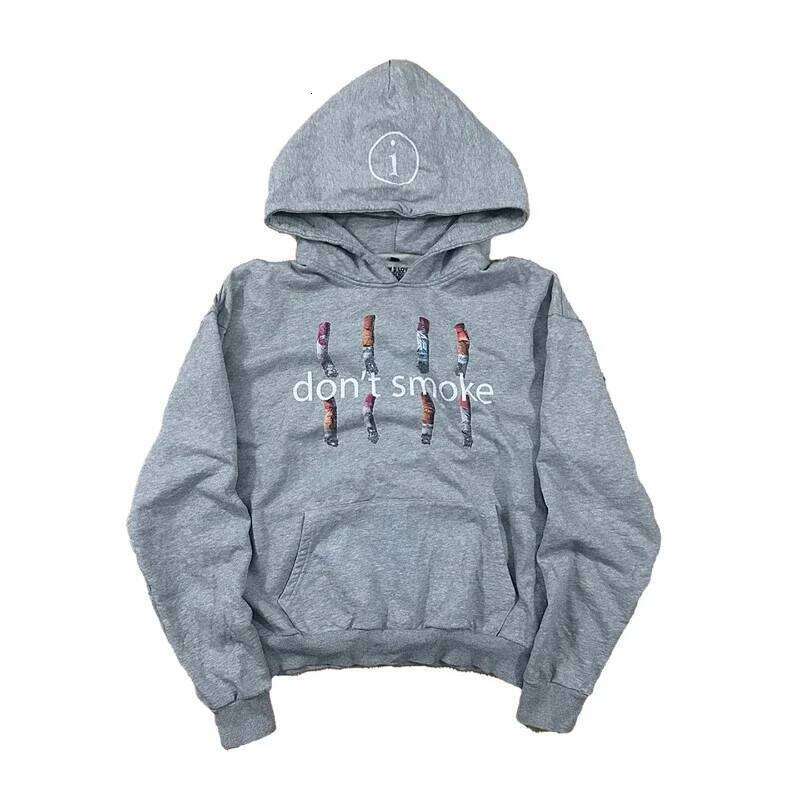 Y2K Gray Sports Hoodie Retro Smoke Print Sweater Men Women New Fashion Vintage Classic Hip Hop Streetwear Clothing Loose Jacket Z260314