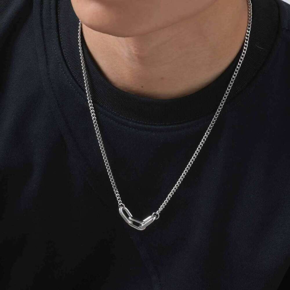 Vnox Punk Style Link Chain Necklace for Men, Adjustable 50+5cm Necklace, Silver Color Metal Links Collar Minimalist Jewelry Gift H260312