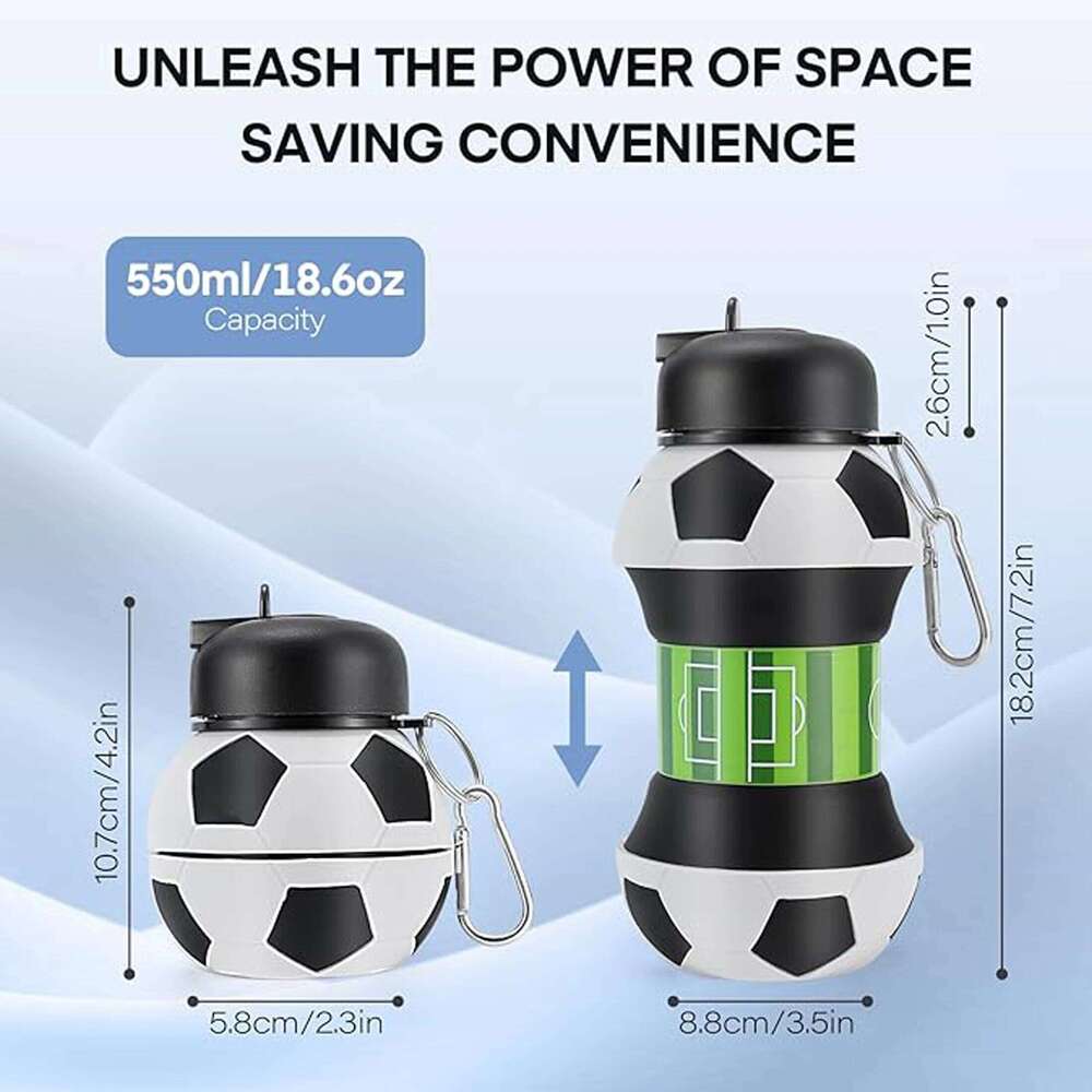 Collapsible Water Bottle - BPA-Free Silicone Cup with Straw & Strap, 550ml, Leakproof for Travel, Gym, Camping, Hiking, Sports Z260313