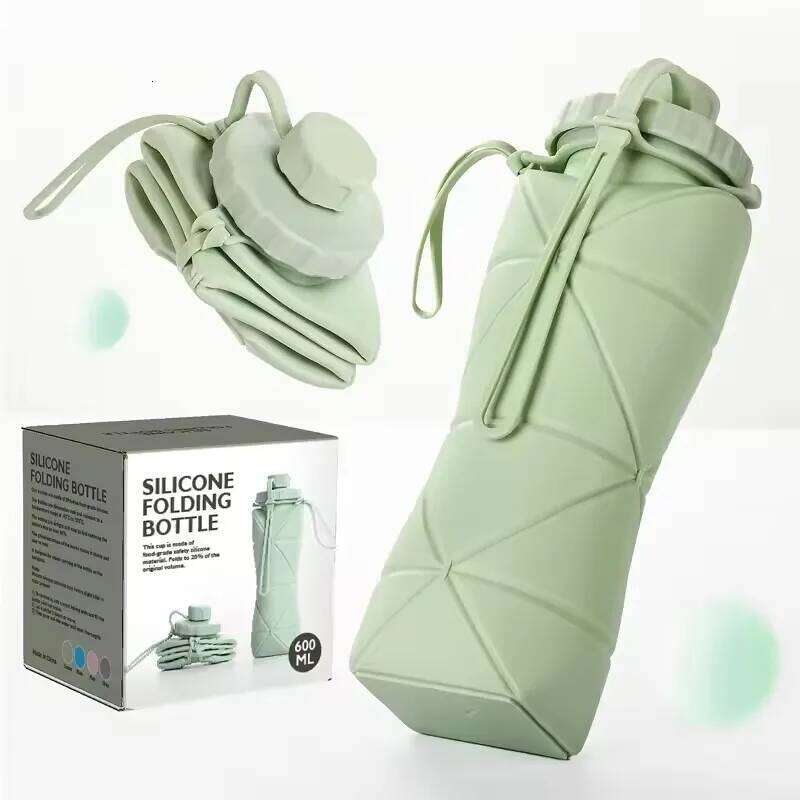 1Pc 600ml Large Collapsible Silicone Cup-Portable Travel Water Bottle for Outdoor, Food-Grade with Fresh Colors, Foldable Design Z260313