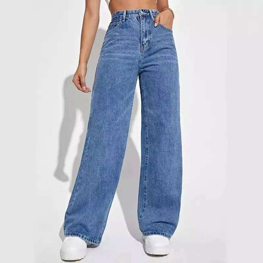 Fashion retro blue jeans women y2k street baggy straight High waisted all-in-one slim pants Z260313
