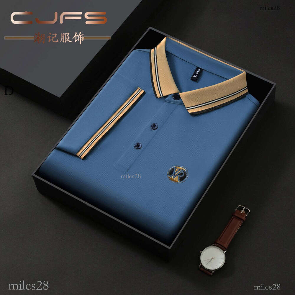 Summer new men's short-sleeve T-shirt, loose casual embroidered polo shirt for middle-aged and elderly men, dad-style top