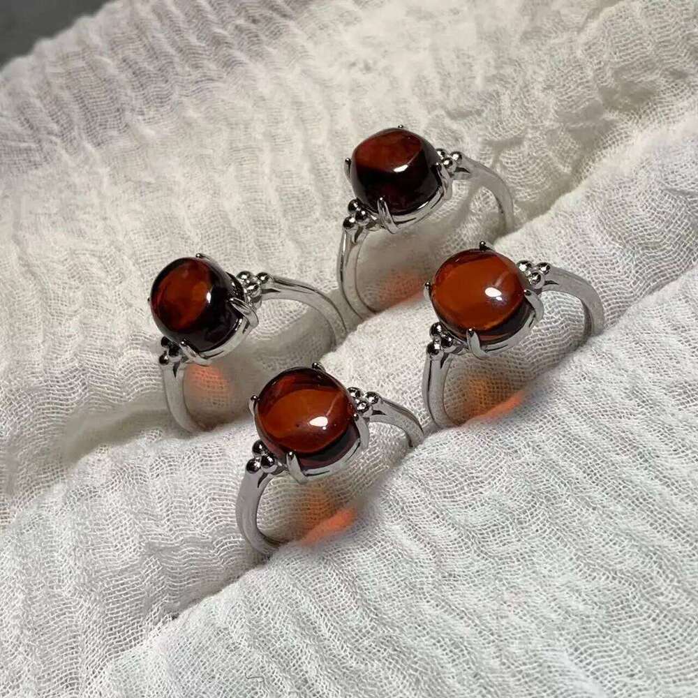 Natural Amber Ring Female Handmade Simple Three-Dimensional Accessories Gem Wholesale Jewelry Organic Gems H260312