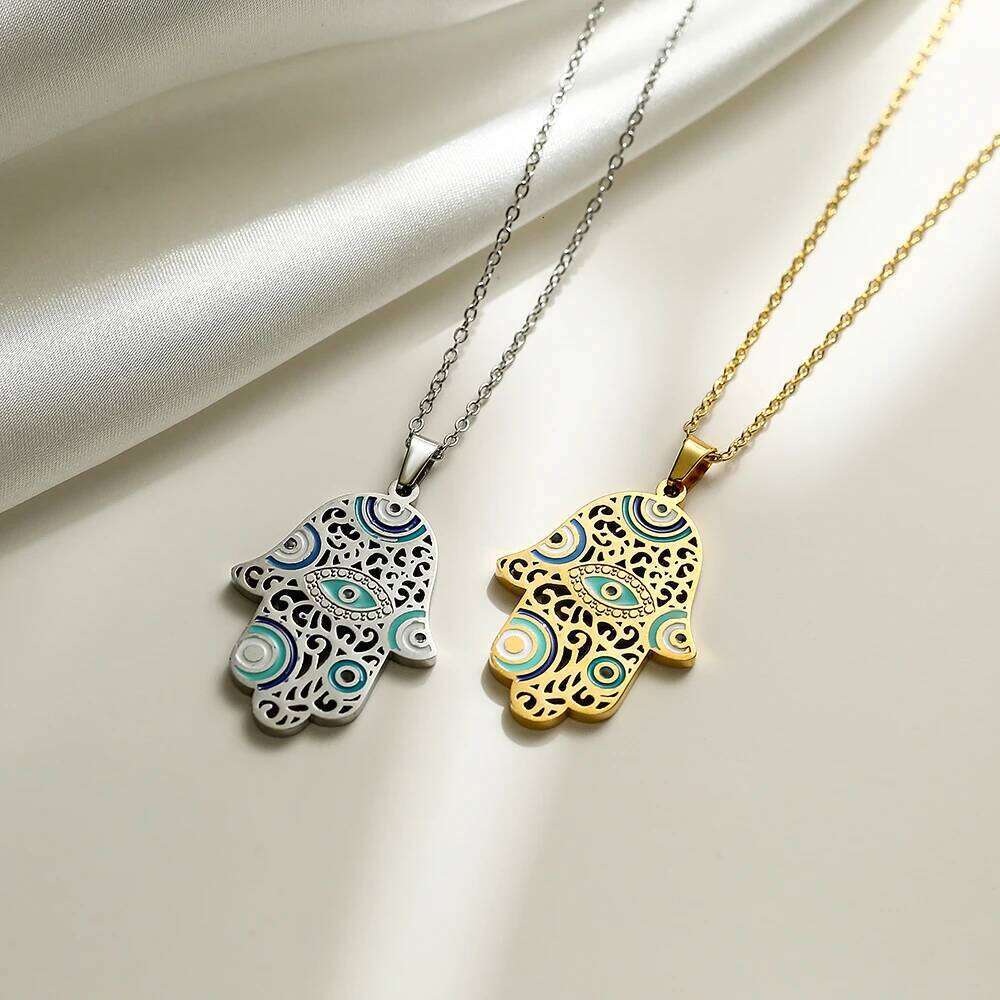 2024 New Arrival Gold Color 316L Stainless Steel Wedding Jewelry Fashion Heart Palm Necklace For Elegant Women Gift H260312