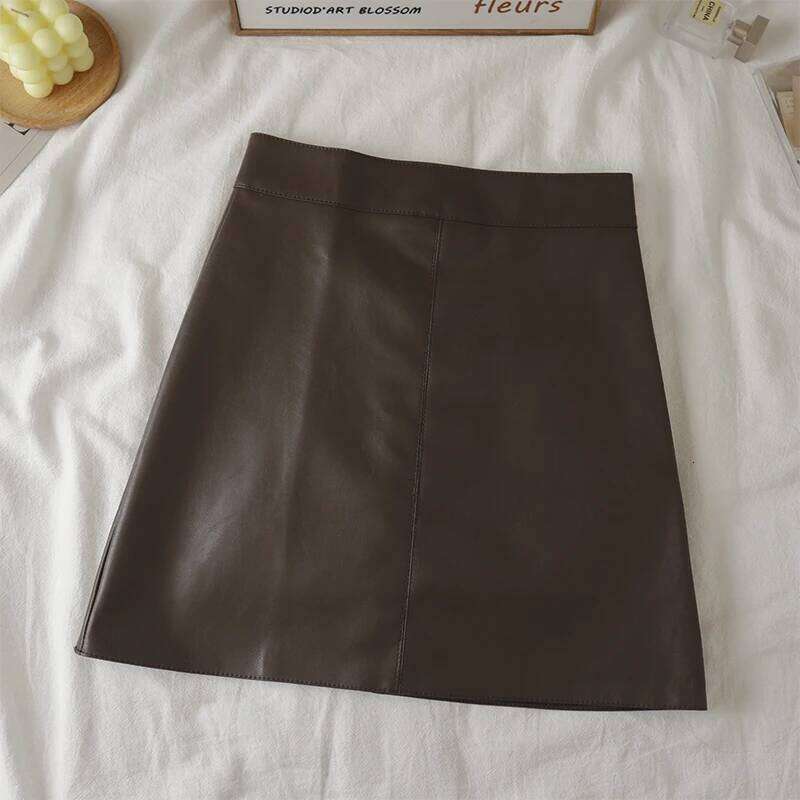 Faux Leather Mini for Women High Rise A-line PU Short Skirt with Built-in Shorts Black Brown Autumn Winter Trend Outfit Z260314