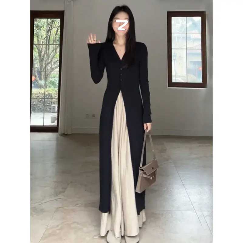 Ladies Long Sve V-Ne Open Cardigan Dr Korean Sle Slimming Faionable Spring Summer Autumn Straight Cut Single ButtonT260314
