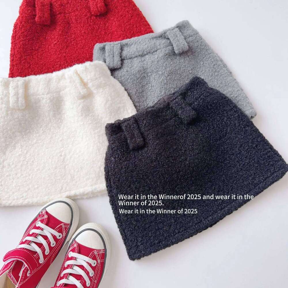 Childrens Winter Fleece Solid Plus Velvet Infant Babys Trendy Elastic Waist Toddler Kids Girls Skirts Z260314