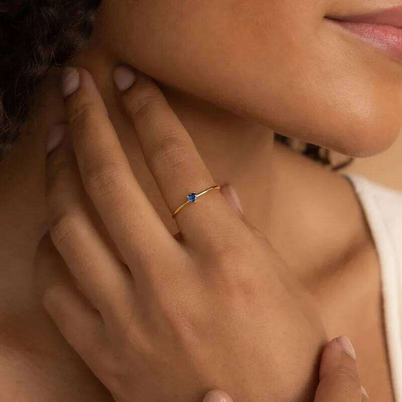 CARLIDANA Birthstone for Women Birthday Gifts Jewelry Gold Plated Stainless Steel Months Peach Heart Zircon Rings H260312