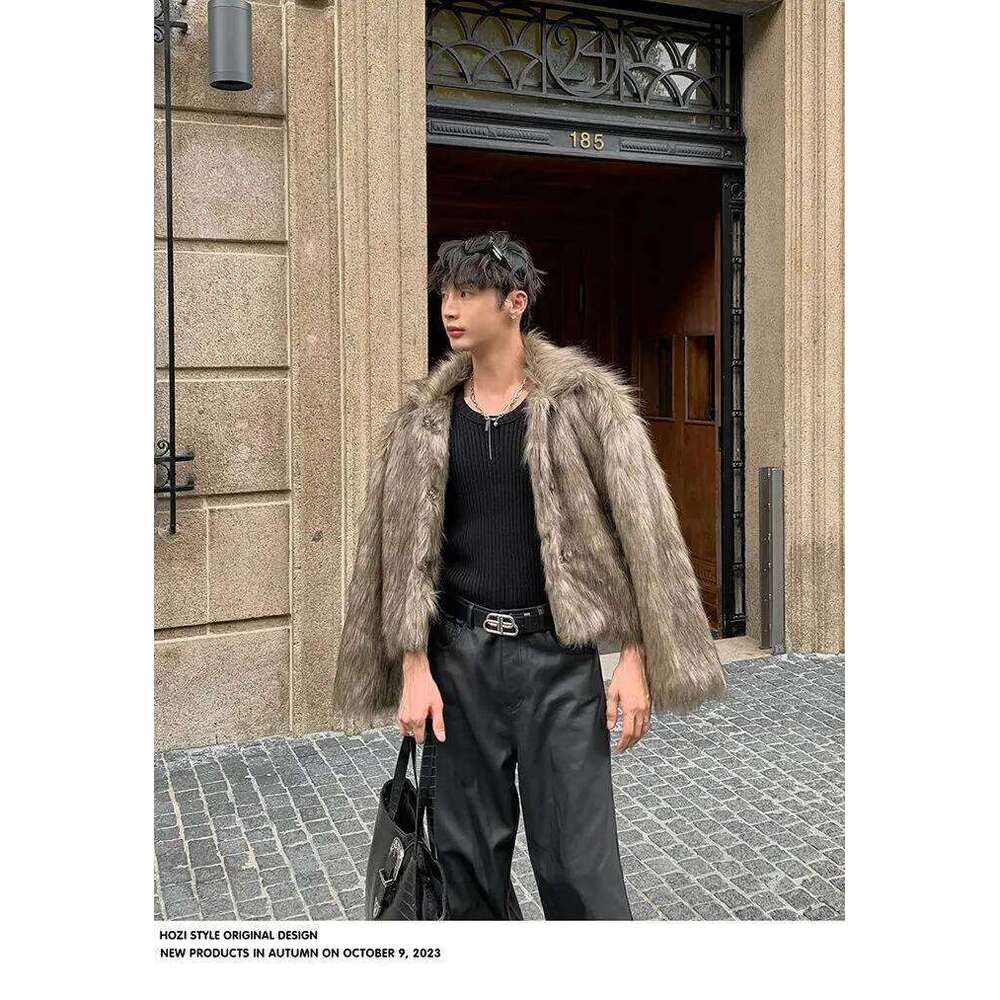 Winter New Fashion American Style Men's Casual Trendy Loose Stand Collar Long Sleeve Thicken Faux Fur Coats Male Clothes Tops Z260313