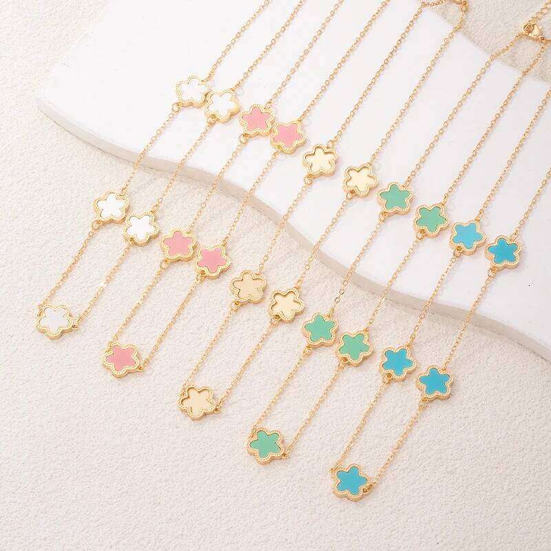 Fashion Plant Plum Blossom Five Flower Pendant Necklace for Women Girls New Trendy Lucky Cr Clavicle Chain Jewelry Gift H260312