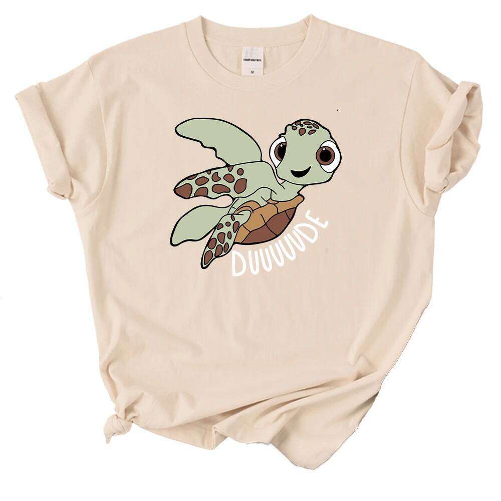 Simple Women T-Shirts Cute Cartoon Turtle Letter Prints Tops O-Neck Comfortable Soft Tee Shirts Summer Casual Female Clothes Z260314
