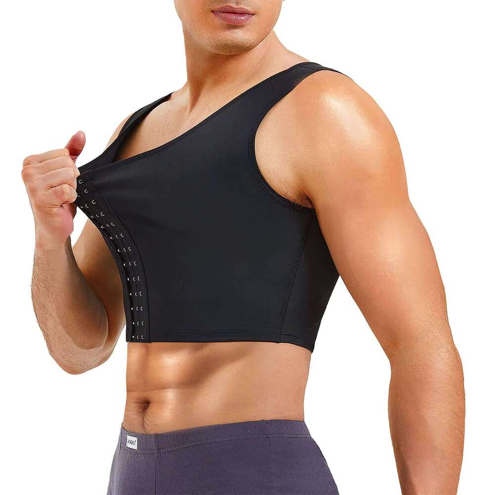 Men's Faja Compression Vest Slimming Undershirt Male Corset Tops Hide Gynecomastia Chest Binder Tank Top 26Y0312