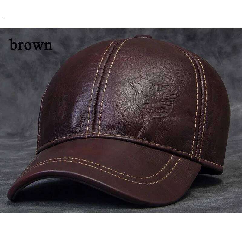 2025 Male Genuine Leather Cowhide 56-60CM Black/Brown Baseball Caps Eagle Print For Man Casual Street Gf Gorras Dad Hat Z260313